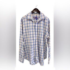 Robert Graham Blue, Yellow & White Long Sleeve Button Down Shirt Size Large